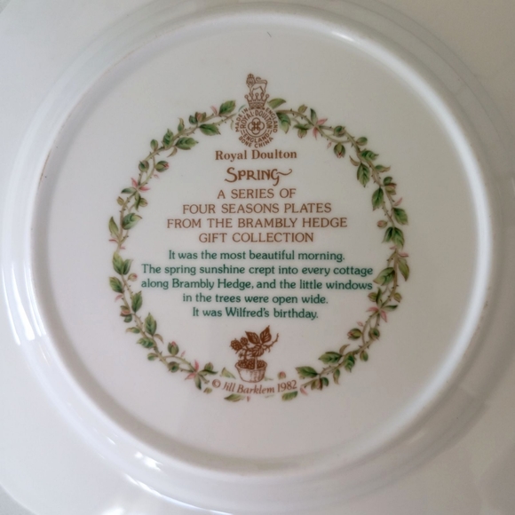 Royal Doulton England vintage Brambly Hedge Spring 8" collectible plate - Picture 5 of 5